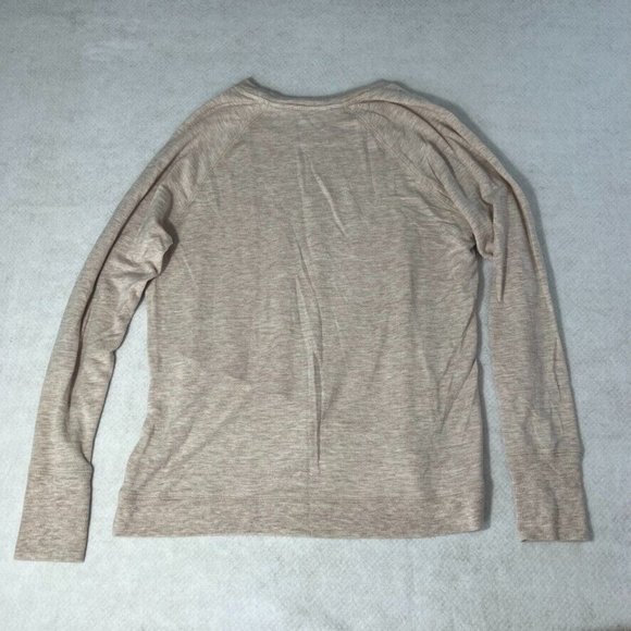 Athleta Criss Cross Pullover Medium M Long Sleeve Sweater Beige Oatmeal - Picture 9 of 10